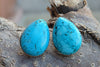 Teardrop Turquoise Stud Earrings. Natural Turquoise Jewelry. Peirced Stud Or Clip On . December Birthstone Jewelry. Post Turquoise Earrings