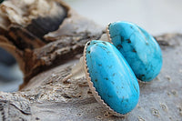 Teardrop Turquoise Stud Earrings. Natural Turquoise Jewelry. Peirced Stud Or Clip On . December Birthstone Jewelry. Post Turquoise Earrings