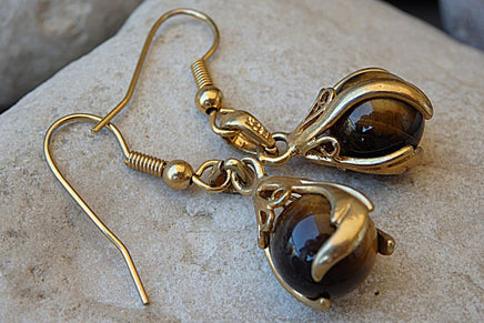 Tiger Eye Earrings.gemstone Beaded Drop Earrings