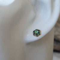 Tiny Green Stud Earrings. Emerald Rebeka Crystal Stud Earrings. Small Green Post Earrings. Emerald Post Earrings. Rose Gold Flower Posts
