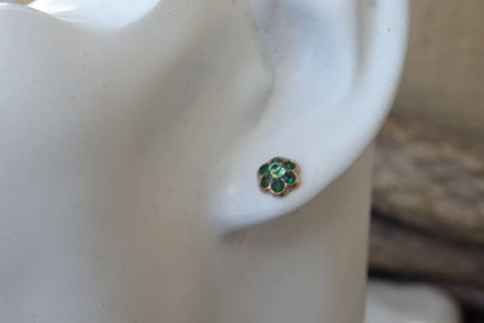 Tiny Green Stud Earrings. Emerald Rebeka Crystal Stud Earrings. Small Green Post Earrings. Emerald Post Earrings. Rose Gold Flower Posts