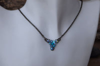 Tiny Turquoise Pendant. Vintage Style Jewelry. Small Rebeka Crystal Necklace. Brass Necklace. Minimalist Necklace. Ladies Jewelry Gift.