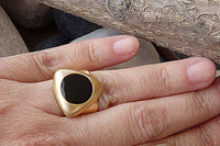 Triangular Gold Ring. Black Enamel Geometric Signet Ring. Enamel Jewelry. Womens Triangular Ring. Gold Plated Enamel Ring. Geometric Ring