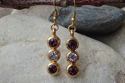 Triple Stone Earrings