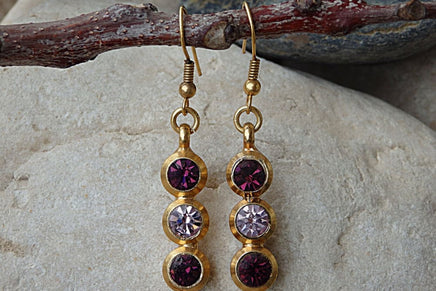 Triple Stone Earrings