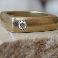 Tungsten Ring. Square Gold Ring. Wedding Band. Gold Ring.geometric Ring. Cubic Zirconia Ring. Brushed Ring. Ring For Him Her. Men Band Ring