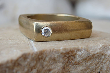 Tungsten Ring. Square Gold Ring. Wedding Band. Gold Ring.geometric Ring. Cubic Zirconia Ring. Brushed Ring. Ring For Him Her. Men Band Ring