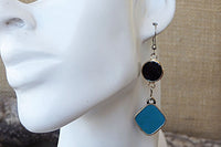 Turquoise And Black Dangle Earrings