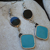 Turquoise And Black Dangle Earrings