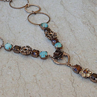 Turquoise And Brown Rebeka Y Necklace