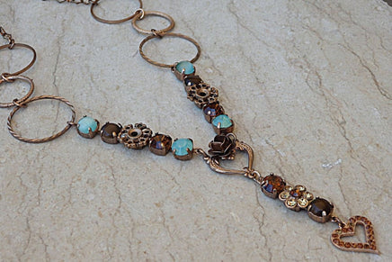 Turquoise And Brown Rebeka Y Necklace