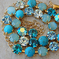 Turquoise And Crystal Necklace
