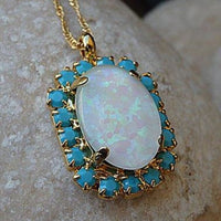 Turquoise And Opal Gold Earrings