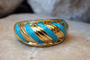 Turquoise Band Ring. 14K Gold Filled Band Ring. Turquoise Enamel Ring. Enamel Jewelry. Womens Band Ring. Turquoise And Gold Wide Band Ring