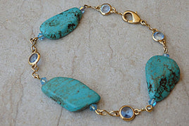 Turquoise Bracelet.turquoise And Rebeka Bracelet . December Birthstone Turquoise. Raw Gemstone Jewelry Bracelet. Bridal Gold Bracelet