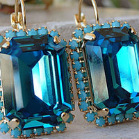 Turquoise Crystal Earrings