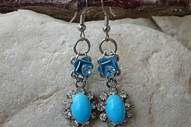 Turquoise Earrings. Crystal Earrings. Flower Drop Earrings For Woman. Silver Turquoise Earrings. Blue Flower Earrings. Turquoise Gemstone