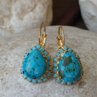 Turquoise Earrings. Rebeka Jewelry. Turquoise Earrings Gold. Bridal Blue Earrings. Genuine Turquoise Earrings. Real Gemstone Turquoise