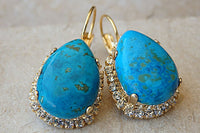 Turquoise Earrings. Rebeka Jewelry. Turquoise Earrings Gold. Bridal Blue Earrings. Genuine Turquoise Earrings. Real Gemstone Turquoise