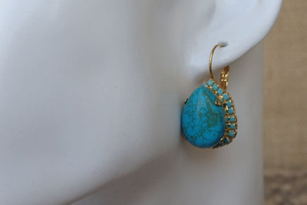 Turquoise Earrings. Rebeka Jewelry. Turquoise Earrings Gold. Bridal Blue Earrings. Genuine Turquoise Earrings. Real Gemstone Turquoise