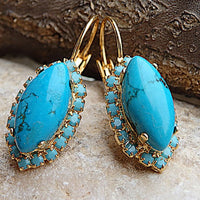 Turquoise Gold Drop Earrings. Gemstone Turquoise And Rebeka Earrings. Natural Jewelry. Gold Turquoise Drop Earrings .holiday Gift Idea.