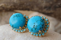 Turquoise Gold Stud Earrings