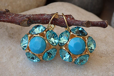 Turquoise Halo Earrings