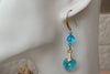 Turquoise Heart Shaped Earrings. Valentines Day Wife Gift. Briolette Earrings. Heart Drop Earrings. Lover Gift Ideas. Teal Beaded Earrings