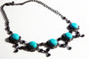 Turquoise Necklace. Gemstone Turquoise Jewelry. Black Turquoise Vintage Style Necklace. Real Turquoise Jewelry Gift For Women. Gift For Her.