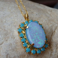 Turquoise Opal Gold Necklace