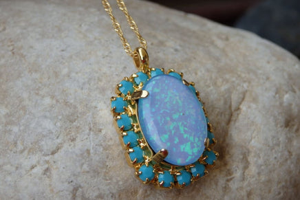 Turquoise Opal Gold Necklace