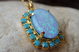 Turquoise Opal Gold Necklace