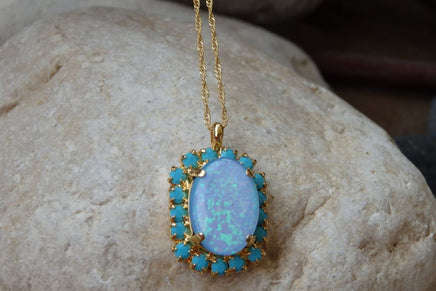 Turquoise Opal Gold Necklace