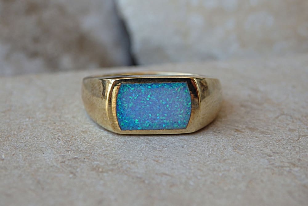 Turquoise Opal Signet Ring| Rebekajewelry