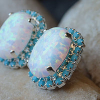 Turquoise Opal Silver Earrings