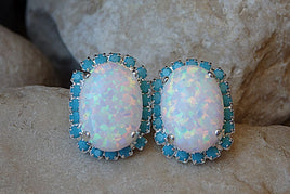 Turquoise Opal Silver Earrings