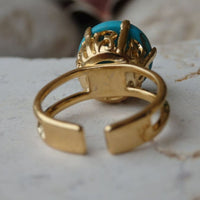 Turquoise Ring. Gold Plated Ring With Gemstone. Genuine Turquoise Jewelry.blue Ring. Everyday Jewelry. Adjustable Ring. December Birthstone