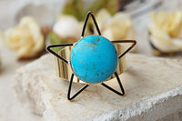 Turquoise Ring. Star Ring. Custom Size Ring. Stone Ring. Cabochon Ring. Genuine Turquoise Jewelry. Gemstone Ring.blue Stone Ring.casual Ring