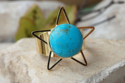 Turquoise Ring. Star Ring. Custom Size Ring. Stone Ring. Cabochon Ring. Genuine Turquoise Jewelry. Gemstone Ring.blue Stone Ring.casual Ring
