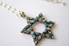 Turquoise Star Of David Jewelry. Jewish Jewelry. Judaica Jewelry. Star Of David Necklace. Israeli Jewelry. Israel. Rebeka Magen David