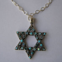 Turquoise Star Of David Jewelry. Jewish Jewelry. Judaica Jewelry. Star Of David Necklace. Israeli Jewelry. Israel. Rebeka Magen David