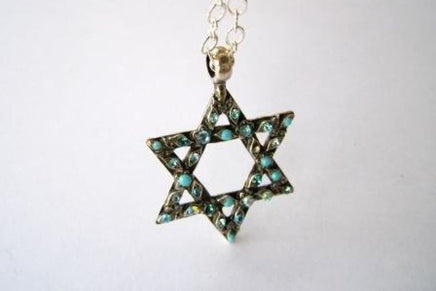 Turquoise Star Of David Jewelry. Jewish Jewelry. Judaica Jewelry. Star Of David Necklace. Israeli Jewelry. Israel. Rebeka Magen David