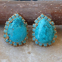 Turquoise Stud Earrings. Drop Stud Earrings. Turquoise Jewelry. December Birthstone. Turquoise Gemstone Earrings. Post Rebeka Earrings