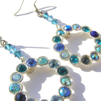 Turquoise Rebeka Earrings. Crystal Hoop Earrings. Blue Dangle Earrings For Women. Beaded Rebeka Earrings. Gift For Wife Girlfriend Her