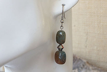 Urban Earrings. Green Agate Earrings. Rebeka Beaded Earrings. Stone Beads Drop Earrings. Mothers Day Gift