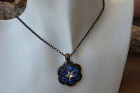 Vintage Style Necklace. Clear Star Necklace. Blue Royal Rebeka Necklace. Blue Sapphire Crystal Necklace. Antique Style Flower Necklace.