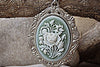 Vintage Style Necklace. Oval Silver Pendant With White Flowers Pendant. Vintage Style Pendant. Ceramic Pendant Necklace. Ornaments Necklace