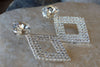 Wedding Clear Crystal Earrings. Elegant Rebeka Stud Earrings. Bridal Jewelry. Bridesmaid Gift. White Halo Post Earrings. Silver Earrings.