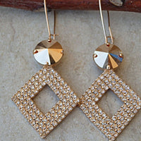Wedding Earrings. Rose Gold Bridal Earrings. Square Earrings. Pink Gold Earrings. Rebeka Jewelry For Bridesmaid Gift.dangle Drop Earrings