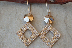 Wedding Earrings. Rose Gold Bridal Earrings. Square Earrings. Pink Gold Earrings. Rebeka Jewelry For Bridesmaid Gift.dangle Drop Earrings